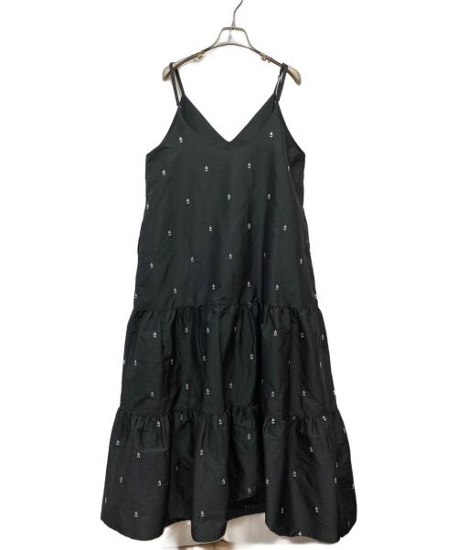 ne quittez pas（ヌキテパ）ne quittez pas (ヌキテパ) TOMORROW LAND (トゥモローランド) エンブロイダリーキャミソールワンピース ブラック サイズ:表記無しの古着・服飾アイテム