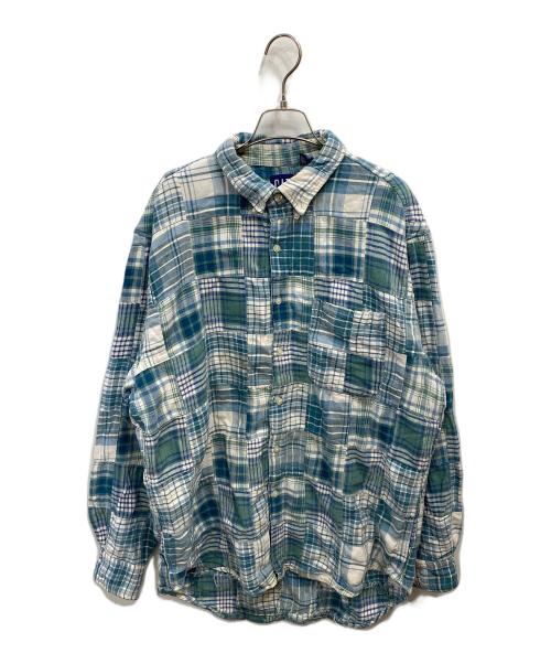 OLD GAP（オールドギャップ）OLD GAP (オールドギャップ) パッチワークチェックシャツ ブルー サイズ:Ｌの古着・服飾アイテム