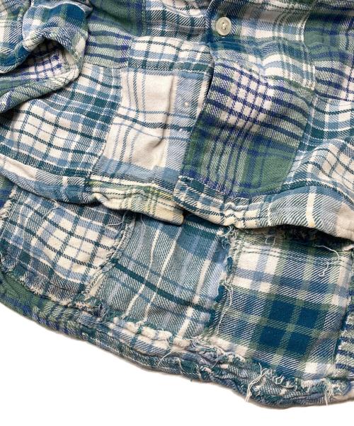 OLD GAP（オールドギャップ）OLD GAP (オールドギャップ) パッチワークチェックシャツ ブルー サイズ:Ｌの古着・服飾アイテム