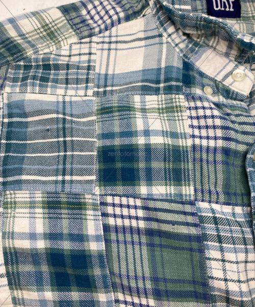 OLD GAP（オールドギャップ）OLD GAP (オールドギャップ) パッチワークチェックシャツ ブルー サイズ:Ｌの古着・服飾アイテム