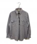 KEYキービジュアルアーツ）の古着「ストライプハーフジップシャツ」｜ネイビー×ホワイト