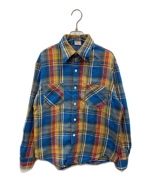 big mac（ビッグマック）BIG MAC (ビッグマック) フランネルチェックシャツ ブルー×イエロー サイズ:Ｍの古着・服飾アイテム