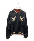 THE FLAT HEADザ・フラットヘッド）の古着「リネン混レーヨンスカジャン」｜ブラック×バーガンディ