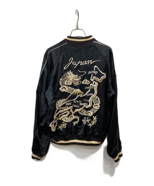 THE FLAT HEAD（ザ・フラットヘッド）THE FLAT HEAD (ザ・フラットヘッド) リネン混レーヨンスカジャン ブラック×バーガンディ サイズ:Mの古着・服飾アイテム