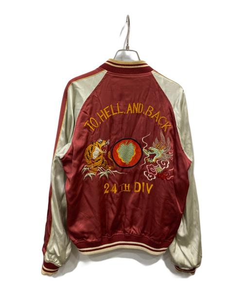 THE FLAT HEAD（ザ・フラットヘッド）THE FLAT HEAD (ザ・フラットヘッド) リネン混レーヨンスカジャン ブラック×バーガンディ サイズ:Mの古着・服飾アイテム