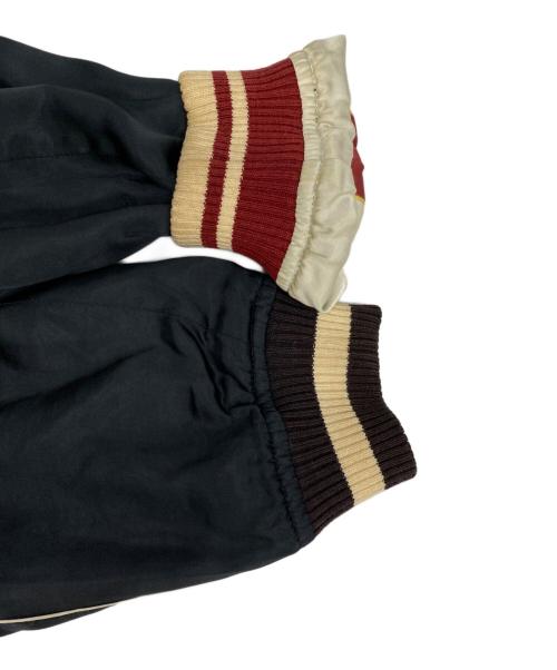 THE FLAT HEAD（ザ・フラットヘッド）THE FLAT HEAD (ザ・フラットヘッド) リネン混レーヨンスカジャン ブラック×バーガンディ サイズ:Mの古着・服飾アイテム