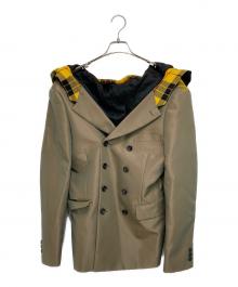 COMME des GARCONS HOMME PLUS（コムデギャルソンオムプリュス）の古着「フードドッキングテーラードジャケット」｜オリーブ×イエロー×ブラック