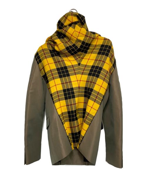 COMME des GARCONS HOMME PLUS（コムデギャルソンオムプリュス）COMME des GARCONS HOMME PLUS (コムデギャルソンオムプリュス) フードドッキングテーラードジャケット オリーブ×イエロー×ブラック サイズ:Ｓの古着・服飾アイテム