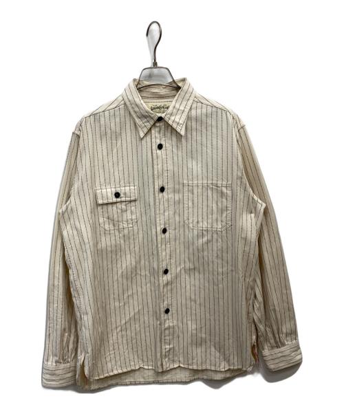 SUGAR CANE（シュガーケーン）SUGAR CANE (シュガーケーン) WHITE WABASH STRIPE WORK SHIRT ベージュ サイズ:Ｌの古着・服飾アイテム