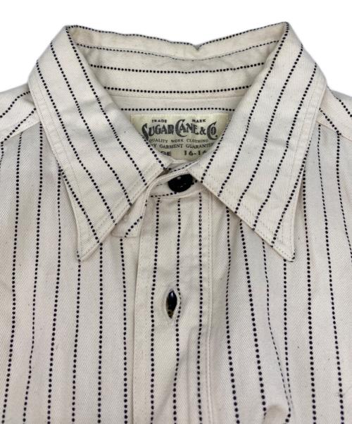 SUGAR CANE（シュガーケーン）SUGAR CANE (シュガーケーン) WHITE WABASH STRIPE WORK SHIRT ベージュ サイズ:Ｌの古着・服飾アイテム
