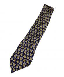 HERMES（エルメス）の古着「フクロウ柄シルクネクタイ」｜イエロー×ネイビー