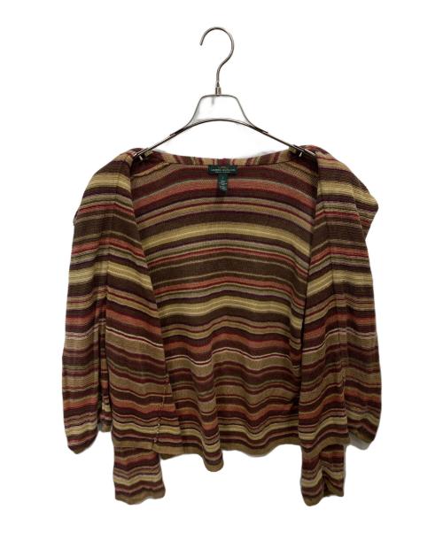 RALPH LAUREN（ラルフローレン）RALPH LAUREN (ラルフローレン) ショールカラーニットカーディガン ブラウン サイズ:Lの古着・服飾アイテム