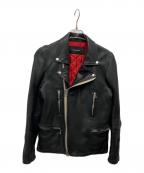 nano・universeナノ・ユニバース）の古着「シープスキンレザー ダブルライダースジャケット」｜ブラック