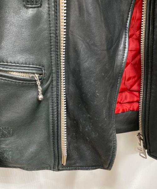 nano・universe（ナノ・ユニバース）nano・universe (ナノ・ユニバース) シープスキンレザー ダブルライダースジャケット ブラック サイズ:Sの古着・服飾アイテム