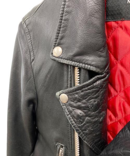 nano・universe（ナノ・ユニバース）nano・universe (ナノ・ユニバース) シープスキンレザー ダブルライダースジャケット ブラック サイズ:Sの古着・服飾アイテム