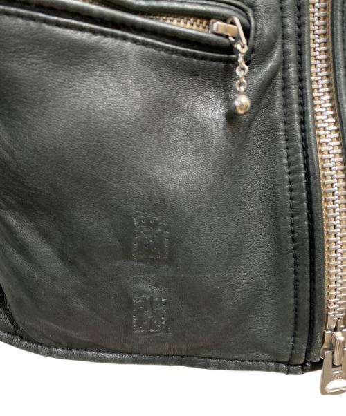 nano・universe（ナノ・ユニバース）nano・universe (ナノ・ユニバース) シープスキンレザー ダブルライダースジャケット ブラック サイズ:Sの古着・服飾アイテム