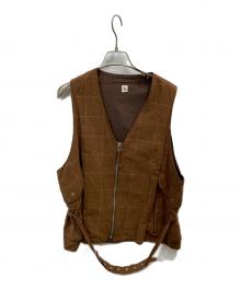 KAPTAIN SUNSHINE（キャプテンサンシャイン）の古着「Belted Vest BROWN PLAID」｜ブラウン