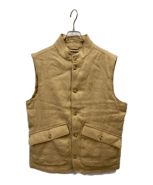 POLO RALPH LAUREN（ポロ・ラルフローレン）POLO RALPH LAUREN (ポロ・ラルフローレン) ヘリンボーンツイルリネン混中綿ベスト ベージュ サイズ:Mの古着・服飾アイテム