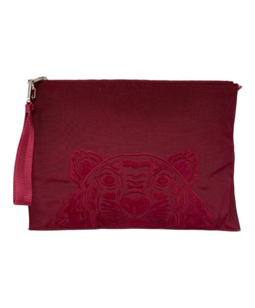 KENZO（ケンゾー）KENZO (ケンゾー) 虎刺繍クラッチバッグ レッドの古着・服飾アイテム