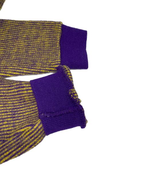 NEIGHBORHOOD（ネイバーフッド）NEIGHBORHOOD (ネイバーフッド) クルーネックニット パープル×イエロー サイズ:Lの古着・服飾アイテム