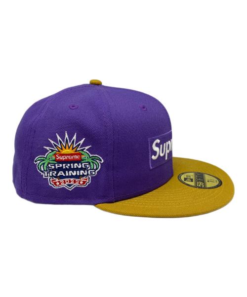 New Era（ニューエラ）New Era (ニューエラ) Supreme (シュプリーム) 2-TONE BOX LOGO キャップ パープル×イエローの古着・服飾アイテム