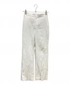 Curensologyカレンソロジー）の古着「リネン混シェルタリングタックパンツ」｜ホワイト