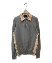 KOLOR（カラー）の古着「襟付き切替ニット」｜グレー×ピンク