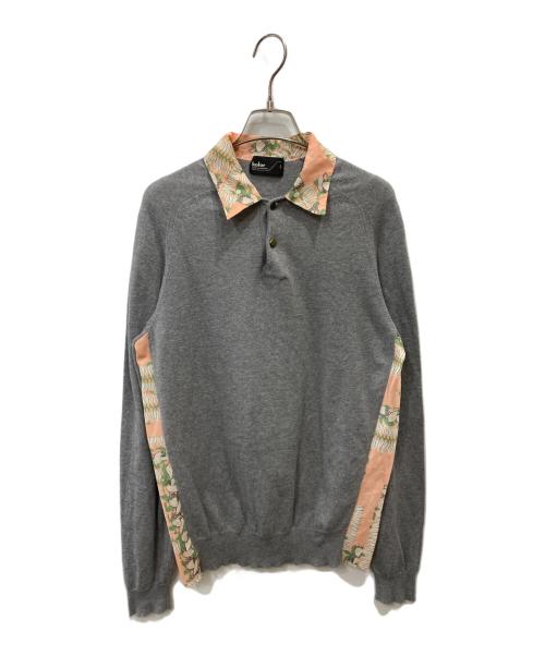 KOLOR（カラー）KOLOR (カラー) 襟付き切替ニット グレー×ピンク サイズ:3の古着・服飾アイテム