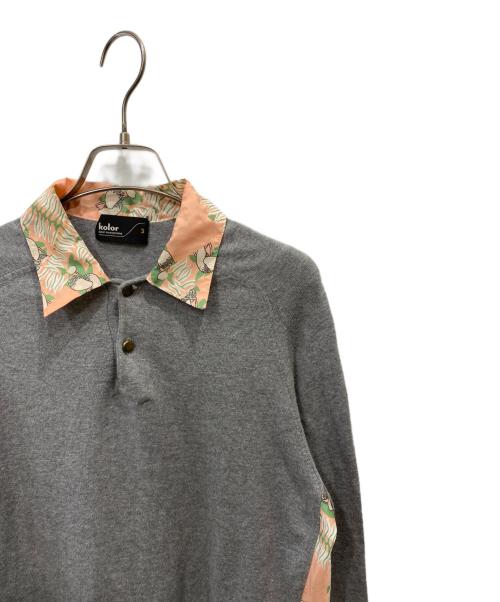 KOLOR（カラー）KOLOR (カラー) 襟付き切替ニット グレー×ピンク サイズ:3の古着・服飾アイテム