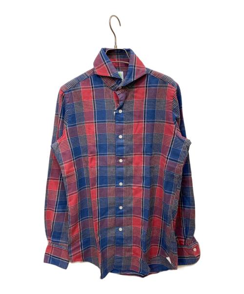 finamore（フィナモレ）Finamore (フィナモレ) チェックネルシャツ レッド×ブルー サイズ:Sの古着・服飾アイテム