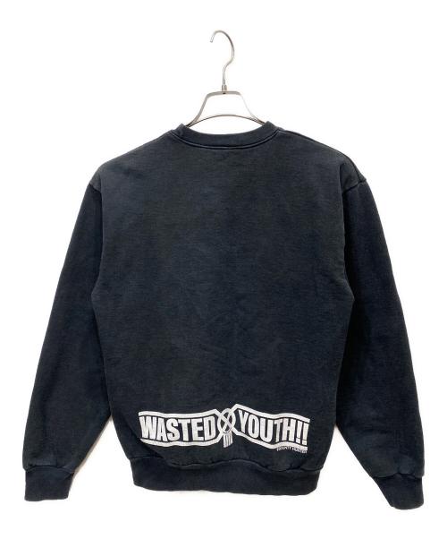 WASTED YOUTH（ウェイステッドユース）Wasted Youth (ウエステッド ユース) クルーネックスウェット ブラック サイズ:Sの古着・服飾アイテム