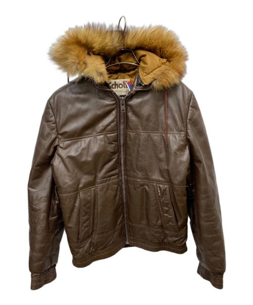 Schott（ショット）Schott (ショット) レザーフーデッドジャケット ブラウン サイズ:40の古着・服飾アイテム