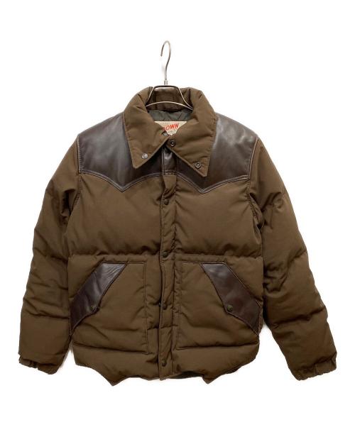 Schott（ショット）Schott (ショット) レザー切替ダウンジャケット ブラウン サイズ:Lの古着・服飾アイテム