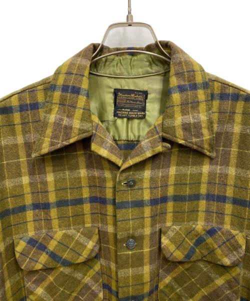 Sears（シアーズ）Sears (シアーズ) オープンカラーシャツ ブラウン×オリーブ サイズ:16 1/2の古着・服飾アイテム