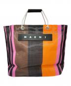 MARNIマルニ）の古着「フラワーカフェ ストライプトートバッグ」｜マルチカラー