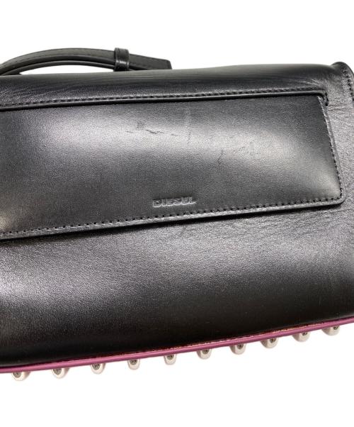 DIESEL（ディーゼル）DIESEL (ディーゼル) スタッズショルダーバッグ ブラックの古着・服飾アイテム
