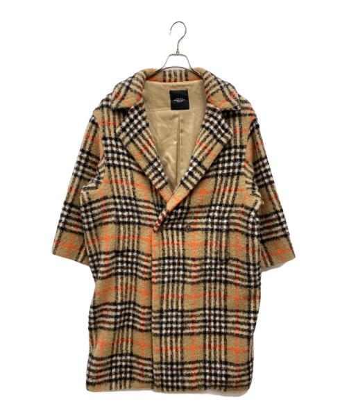 UNUSED（アンユーズド）UNUSED (アンユーズド) チェック柄カシミヤ混ロングチェスターコート ベージュ サイズ:-の古着・服飾アイテム