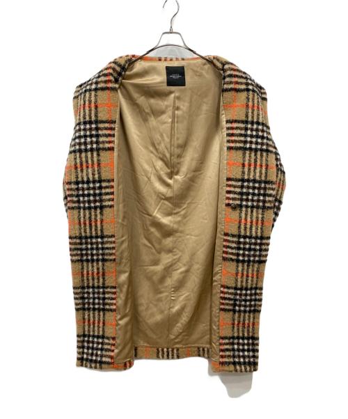 UNUSED（アンユーズド）UNUSED (アンユーズド) チェック柄カシミヤ混ロングチェスターコート ベージュ サイズ:-の古着・服飾アイテム