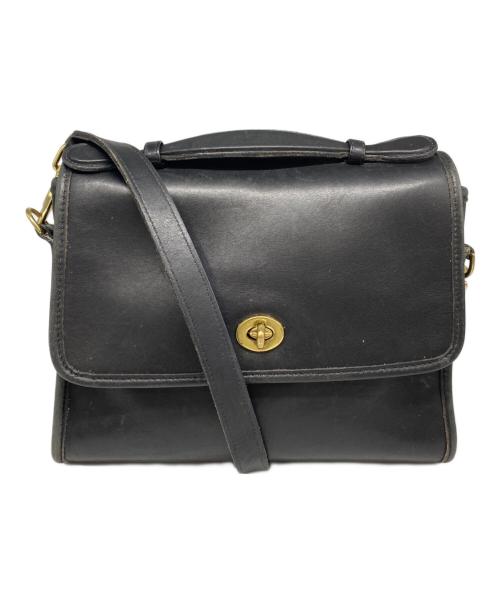 COACH（コーチ）COACH (コーチ) レザーショルダーバッグ ブラックの古着・服飾アイテム