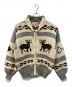 CHIEFTAINチーフテン）の古着「鹿柄カウチンニットカーディガン」｜ベージュ