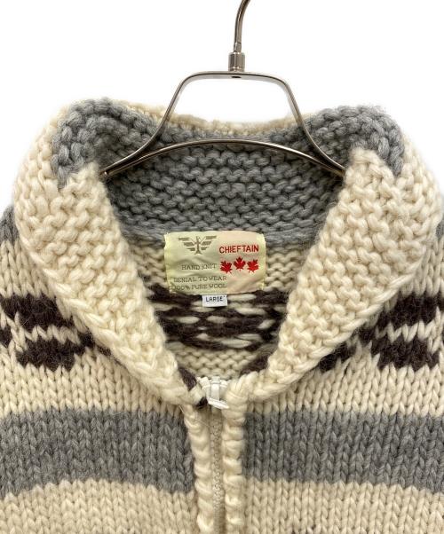 CHIEFTAIN（チーフテン）CHIEFTAIN (チーフテン) 鹿柄カウチンニットカーディガン ベージュ サイズ:Lの古着・服飾アイテム