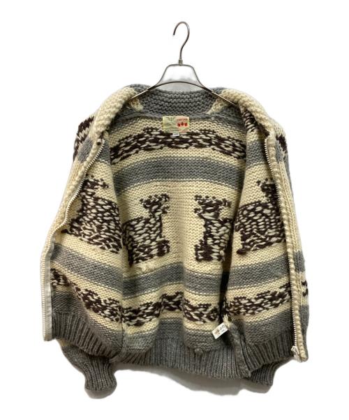 CHIEFTAIN（チーフテン）CHIEFTAIN (チーフテン) 鹿柄カウチンニットカーディガン ベージュ サイズ:Lの古着・服飾アイテム