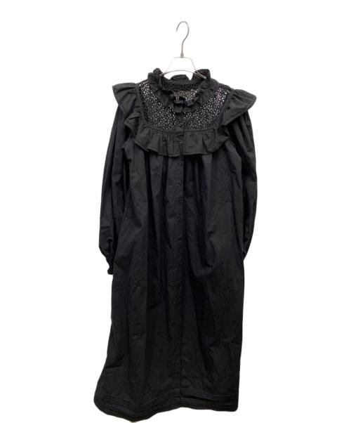 freada（フリーダ）freada (フリーダ) レースフリルドレス ブラック サイズ:ONE SIZEの古着・服飾アイテム