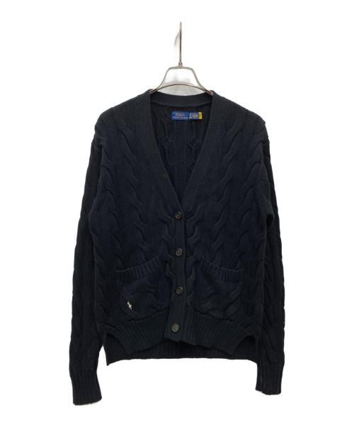 POLO RALPH LAUREN（ポロ・ラルフローレン）POLO RALPH LAUREN (ポロ・ラルフローレン) ポニーロゴケーブルニットカーディガン ブラック サイズ:XSの古着・服飾アイテム