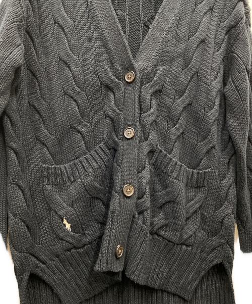 POLO RALPH LAUREN（ポロ・ラルフローレン）POLO RALPH LAUREN (ポロ・ラルフローレン) ポニーロゴケーブルニットカーディガン ブラック サイズ:XSの古着・服飾アイテム
