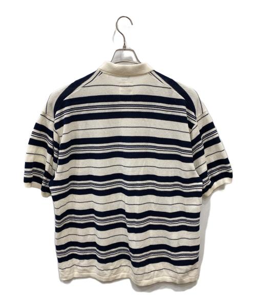 nanamica（ナナミカ）nanamica (ナナミカ) Stripe Polo Sweater ホワイト×ネイビー サイズ:Lの古着・服飾アイテム