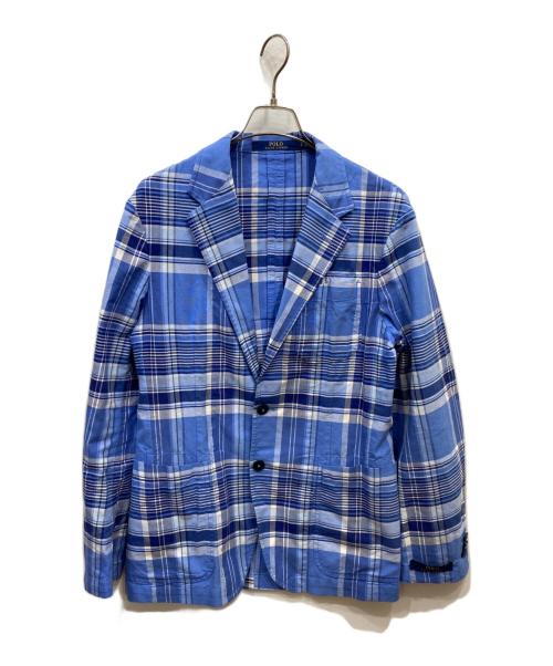POLO RALPH LAUREN（ポロ・ラルフローレン）POLO RALPH LAUREN (ポロ・ラルフローレン) チェック柄テーラードジャケット ブルー サイズ:Ｓの古着・服飾アイテム