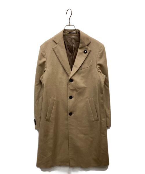 LARDINI（ラルディーニ）LARDINI (ラルディーニ) ブートニエール付カシミヤチェスターコート ベージュ サイズ:48の古着・服飾アイテム