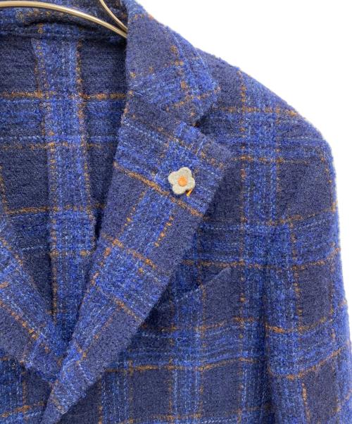 LARDINI（ラルディーニ）LARDINI (ラルディーニ) 大判チェック ツイード3Bテーラードジャケット ネイビー サイズ:46の古着・服飾アイテム