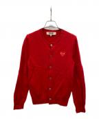PLAY COMME des GARCONSプレイコムデギャルソン）の古着「ハートワッペンカーディガン」｜レッド